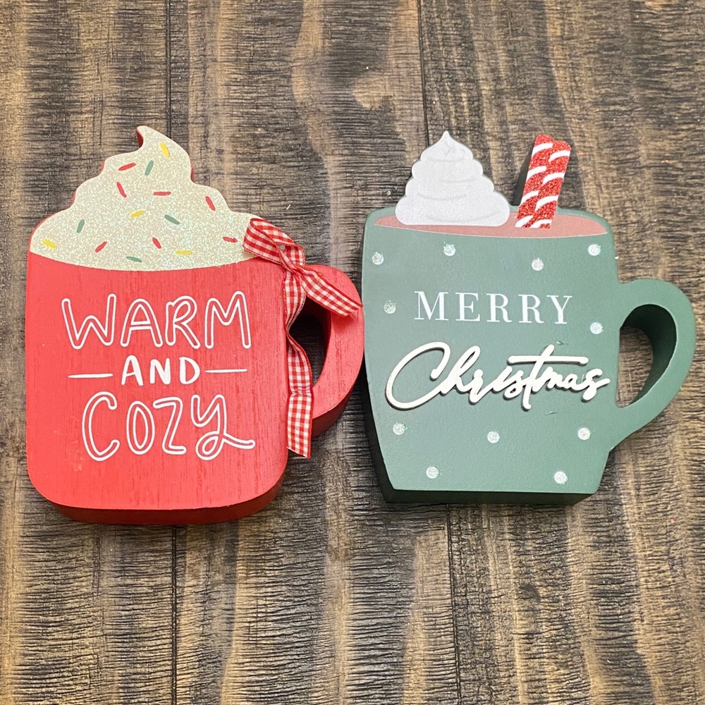 Christmas Hot Cocoa- Festive Holiday Mug Tabletop Decor Set
